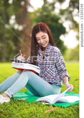 Young, student, lifestyle, education, casual, girl, beautiful, youth, outdoors, studying, schooling Young, student, lifestyle, education, casual, girl, beautiful, youth, outdoors, studying, schooling 13103149