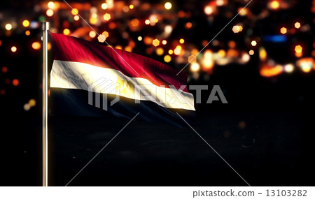 Egypt National Flag City Light Night Bokeh Background 3D 13103282