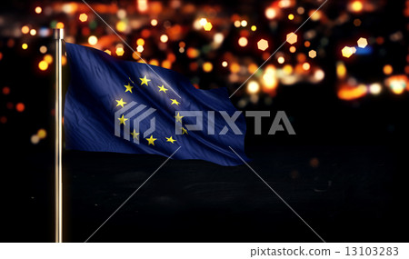 European National Flag City Light Night Bokeh Background 3D 13103283