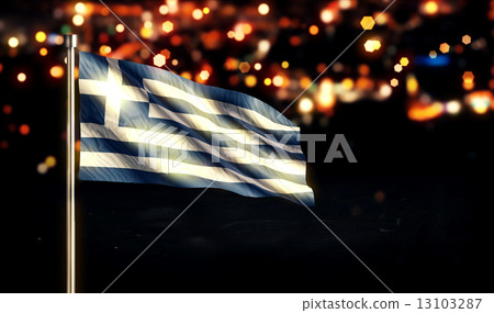 Greece National Flag City Light Night Bokeh Background 3D Greece National Flag City Light Night Bokeh Background 3D 13103287