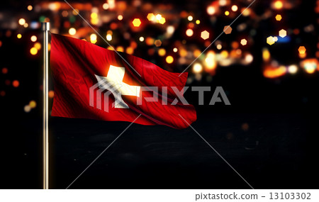 Switzerland National Flag City Light Night Bokeh Background 3D 13103302
