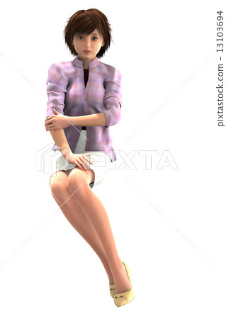 各種面部表情的婦女粉紅色襯衫的婦女 13103694
