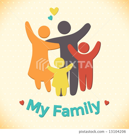 Happy family icon multicolored in simple figures. Happy family icon multicolored in simple figures. 13104206