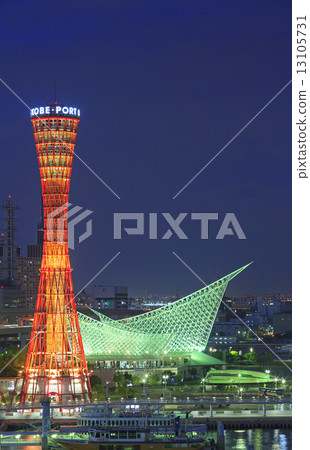 Night view of Kobe port tower Night view of Kobe port tower 13105731