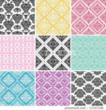 Set of seamless damask backgrounds. 13107596