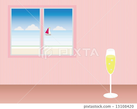 Window Sea Landscape Sparkling Wine 13108420