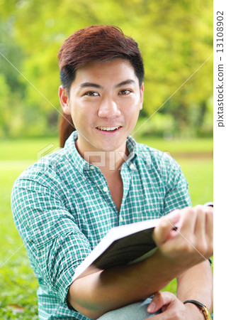 Young, student, lifestyle, eduaction, casual, handsome, man, youth, outdoor, studying, information Young, student, lifestyle, eduaction, casual, handsome, man, youth, outdoor, studying, information 13108902