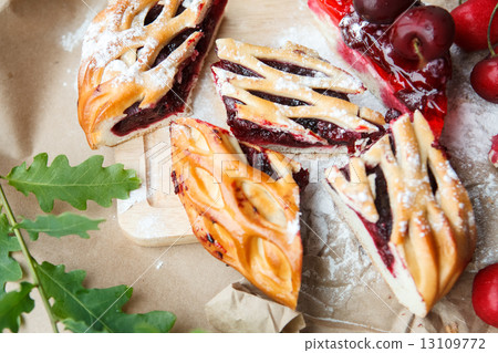 berries and cake on paper berries and cake on paper 13109772