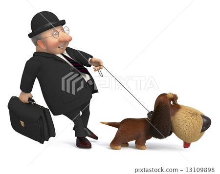 3d businessman with a dog 13109898