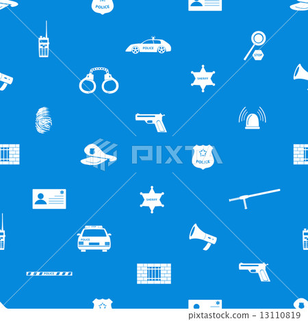 police icons blue and white seamless pattern eps10 - Stock Illustration ...