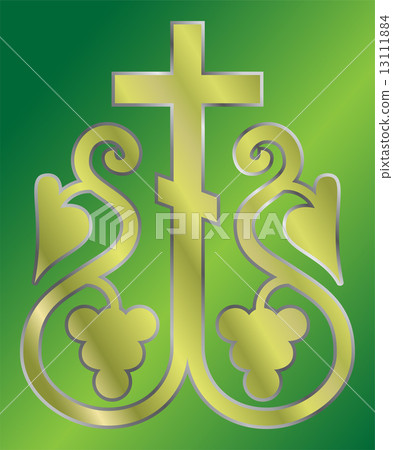 vector image of Grapes Christian Holy cross 13111884