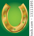 vector illustration of  lucky  horseshoe on green background 13111895