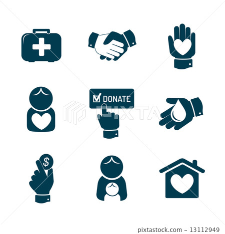 Charity and donation icons set 13112949