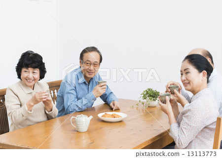 Stock Photo: middle and old aged, married couples, husband and wife