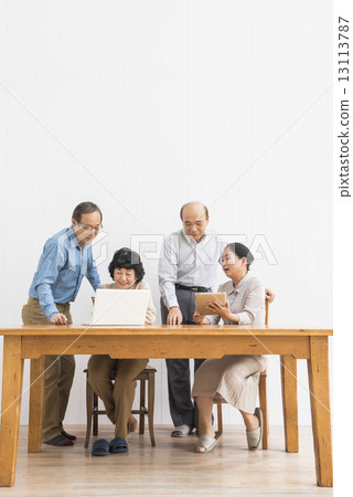 Stock Photo: middle and old aged, married couples, husband and wife