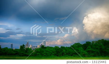 lightning and thunderstorm over city of charlotte north carolina lightning and thunderstorm over city of charlotte north carolina 13115441