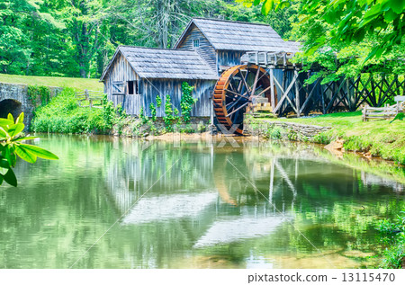 Historic Edwin B. Mabry Grist Mill (Mabry Mill) in rural Virgini 13115470