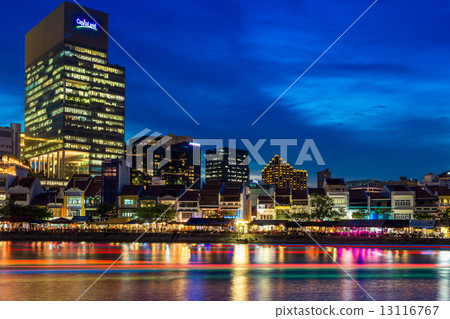 Light Trail at Boat Quay Singapore 13116767