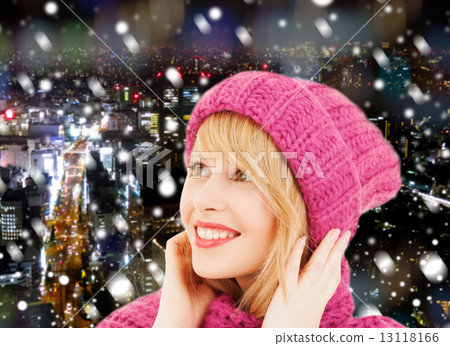 smiling young woman in winter clothes smiling young woman in winter clothes 13118166