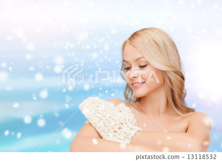 beautiful woman washing herself with wisp 13118532