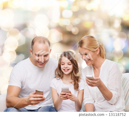 happy family with smartphones happy family with smartphones 13118752