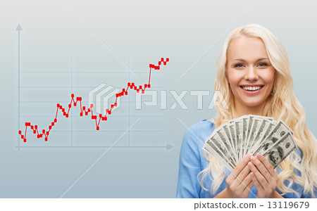 young businesswoman with dollar cash money 13119679