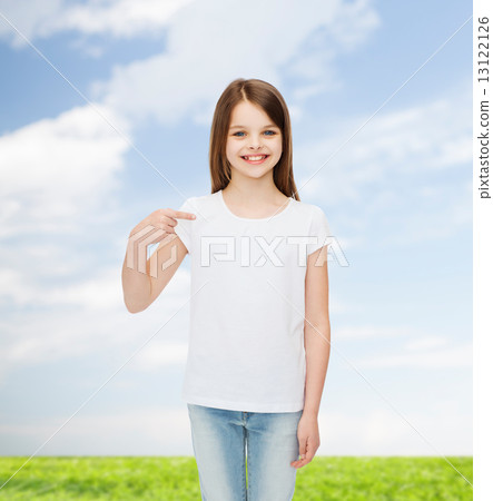 smiling little girl in white blank t-shirt smiling little girl in white blank t-shirt 13122126