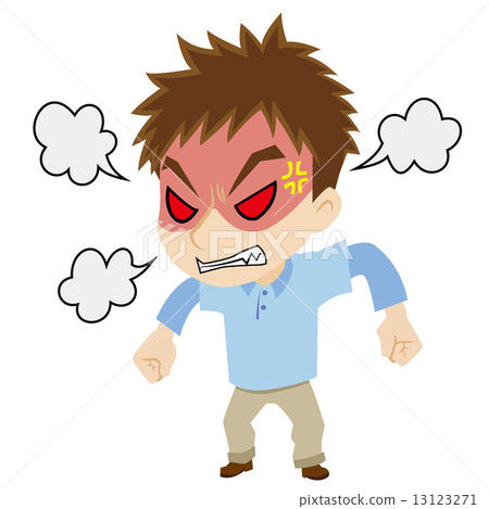 插图素材: 两个头的年轻人怨恨