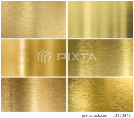 Golden or brass metal texture or background set 13123841