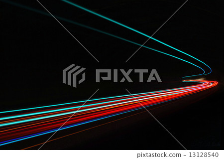 Car light trails in the tunnel. 13128540