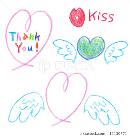 Colored pencil heart Kiss mark feathers 13130771