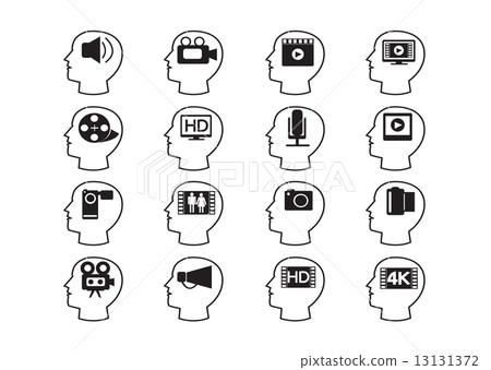 Thinking Heads and Video Movie Multimedia Icons 13131372