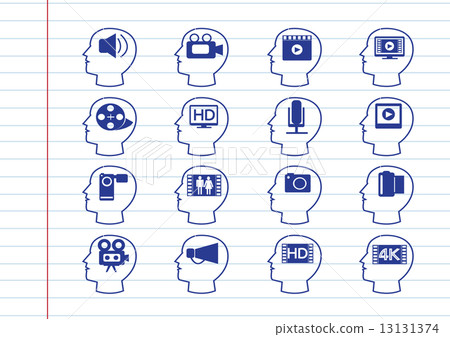 Thinking Heads and Video Movie Multimedia Icons Thinking Heads and Video Movie Multimedia Icons 13131374