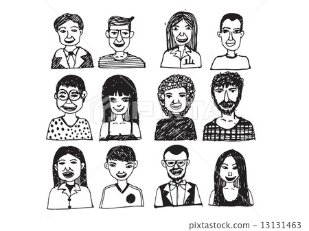 Set of people icons faces. women, men character Set of people icons faces. women, men character 13131463