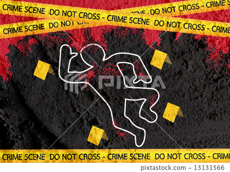 Crime scene danger tapes illustration on wall texture background 13131566