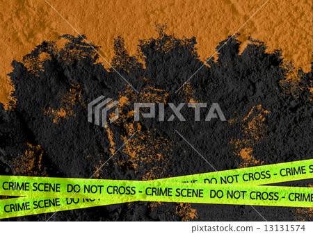 Crime scene danger tapes illustration on wall texture background 13131574