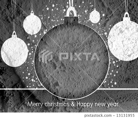 Merry Christmas And Happy New Year card  on Cement wall Backgrou 13131955