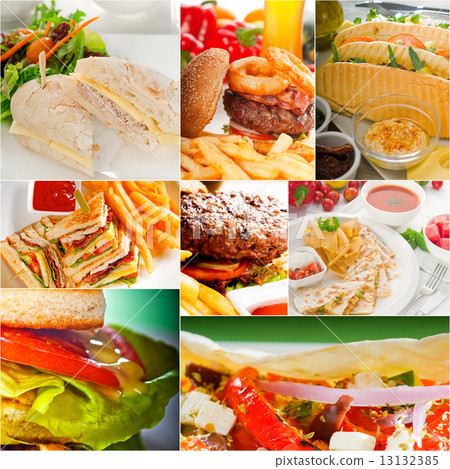 burgers and sandwiches collection on a collage burgers and sandwiches collection on a collage 13132385