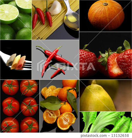 Organic Vegetarian Vegan food collage  dark 13132638
