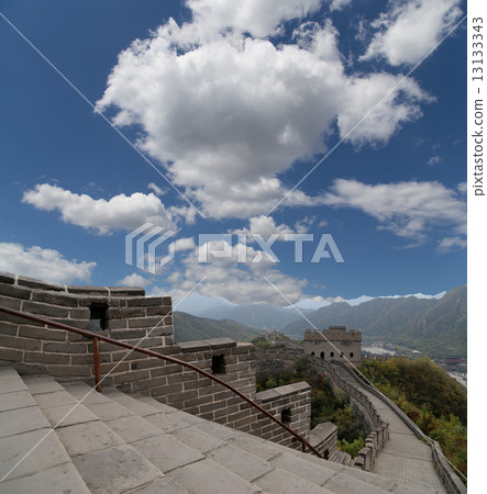View of one of the most scenic sections of the Great Wall of China, north of Beijing 13133343