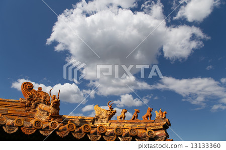 Roof decorations in Yonghe Temple (Lama Temple) in Beijing, China 13133360