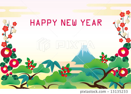 Background, New Year's material - Shochiku Meizu, Tsubaki, Minami, Fuji 13135233