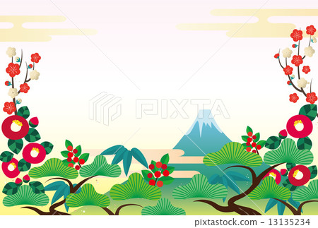 Background, New Year's material - Shochiku Meizu, Tsubaki, Minami, Fuji 13135234