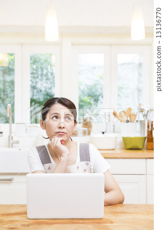 Middle women who operate personal computers Middle women who operate personal computers 13136770