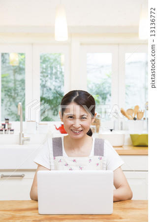 Middle women who operate personal computers Middle women who operate personal computers 13136772