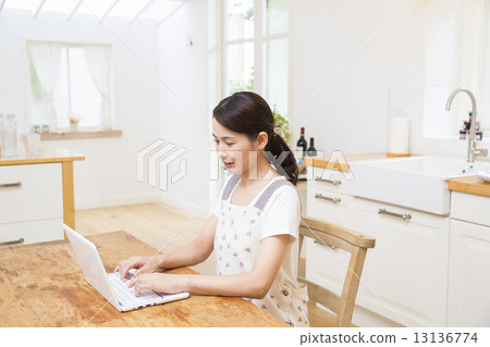 經營個人電腦的中年婦女 13136774