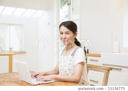 Middle women who operate personal computers Middle women who operate personal computers 13136775