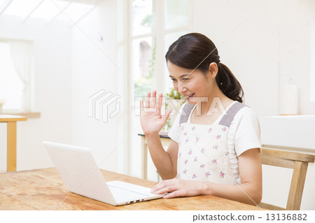Middle female computer call 13136882