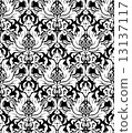 Vector. Seamless monochrome damask vintage pattern. 13137117