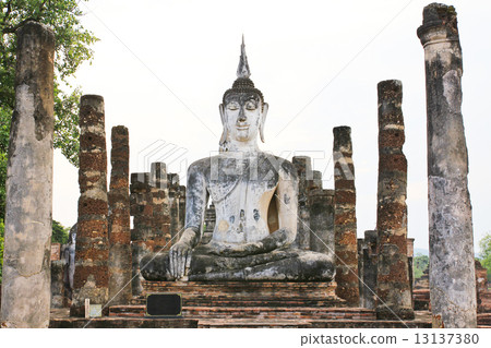 Ancient buddha statue. Sukhothai historical park, the old town o Ancient buddha statue. Sukhothai historical park, the old town o 13137380